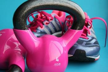 kettle bells and sneakers