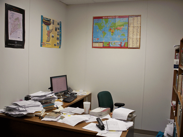 Most paperwork is not needed long-term. If your office looks like this, it’s time to declutter. Photo by abbamouse, Flickr.