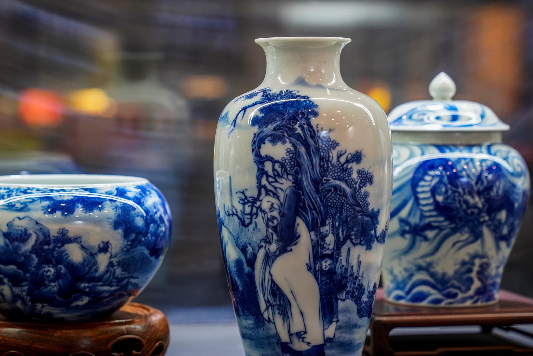 Blue and white porcelain vase at the exhibition